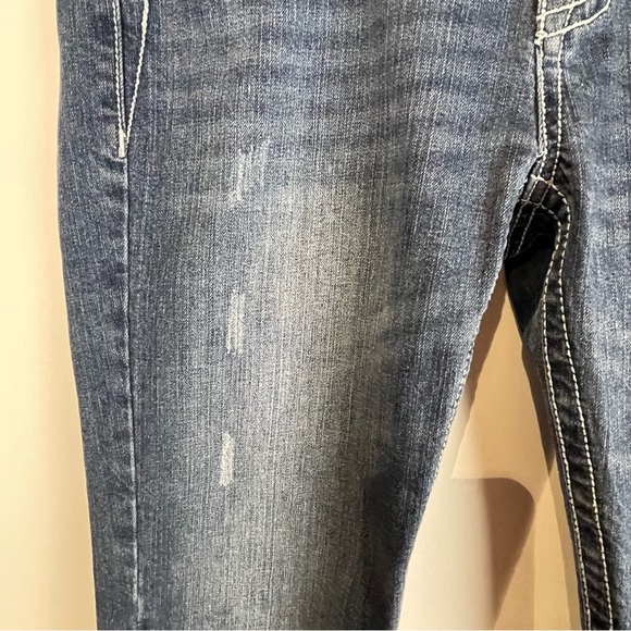 Zenim Thick Stitch Embroidered Medium Wash Denim Jeans Women’s Size 8 - Picture 6 of 15